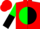 Silk - Red, Black 'LF' on Green disc, Green and Black Halved