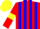 Silk - Red and Blue stripes, Red sleeves, Yellow armlets and cap