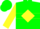 Silk - Green, Yellow Diamond Hoop, Yellow Diamond on Sleeves, Green Cap