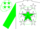 Silk - White, Green 'P' on White Star on Green disc, White Stars on Green Sleeves, Whit