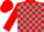 Silk - Red and grey blocks, red 'R', red cap