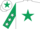 Silk - White, Dark Green star, Dark Green sleeves, White stars, White cap, Dark Green star