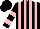 Silk - Black and pink stripes, hooped sleeves, black cap