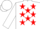 Silk - White, red circled stars, white cap
