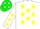 Silk - White, Green and Yellow Shield, Yellow Stars on G