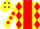 Silk - Yellow, Black 'PR', Red Triangular V Panel, Red Diamonds on B
