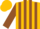 Silk - Gold, Brown Soaring Eagle, Brown Stripes on Sleeves, Gold Cap