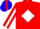 Silk - Red and Blue Diagonal Halves, Red 'HT' on White Diamond, White Diamond Stripe