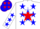 Silk - White, Blue 'P' on Red Star, Red and Blue Stars on Sleeve