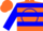 Silk - Orange, blue circle 'KE' on back, blue hoops on sleeves