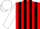 Silk - Red, black stripes on white sleeves, white cap