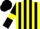 Silk - Yellow and Black stripes, Black sleeves, Yellow armlets, Black cap