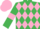 Silk - Emerald Green and Pink diamonds, Emerald Green sleeves, Pink armlets, Pink cap