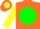 Silk - Fluorescent Orange, Yellow 'SS' on Hunter Green disc, Yellow Sleeves