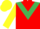 Silk - Red, Emerald green chevron, yellow sleeves and cap
