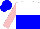 Silk - White and blue halved horizontally, pink sleeves, blue cap