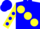 Silk - Blue, Yellow large spots, Yellow Sleeves, Blue spots, Blue Cap,