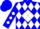 Silk - Blue, Blue 'V' on White Diamond, White Diamonds on S