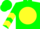 Silk - Green, Green 'AF' and Barn on Yellow disc, Yellow Chevrons on Sleeves, Green Cap