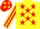 Silk - Yellow, Red stars, striped sleeves