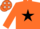 Silk - ORANGE, black star, orange cap, white stars