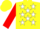 Silk - Yellow, white stars, blue and red opposing sleeves, yellow cap