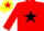 Silk - red, black star, yellow cap, red star