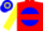 Silk - Red, Yellow 'P' on Blue disc, Red Hoop on Yellow Sleeves