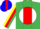 Silk - Emerald Green, White disc, Red and Blue Emblem, Yellow and Red Stripe