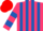 Silk - Cerise and Royal Blue stripes, hooped sleeves, red cap