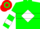 Silk - Green, White Diamond Hoop, Red Sleeves, White Diamond Hoop, Green C