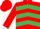 Silk - RED & EMERALD GREEN CHEVRONS, red sleeves & cap