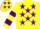 Silk - YELLOW, purple stars, hooped sleeves, yellow cap, purple stars
