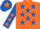 Silk - Orange, Royal Blue stars, Royal Blue sleeves, Orange stars, Royal Blue cap, Orange star