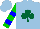 Silk - Light Blue, Dark Green Shamrock, Green Sleeves, Two Blue Hoops