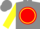 Silk - grey, Red disc in Yellow Circle,Yellow Sleeves