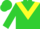 Silk - Lime green, yellow chevron on front, yellow 'SD' on back, y