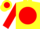 Silk - Yellow, yellow 'RTR' on red disc, yellow bars on red sleeves, yello