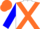 Silk - White, orange cross belts, blue sleeves, orange cap