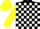 Silk - Black and White check, Yellow sleeves & cap