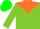 Silk - Apple green, orange yoke, orange band on sleeves, green cap