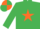 Silk - EMERALD GREEN, orange star, quartered cap
