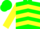 Silk - GREEN & Yellow Sun,Chevrons On  Yellow Slvs