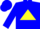 Silk - Blue and Yellow Halves, Red Rose on Yellow Triangle, Red 'RJS' o