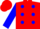 Silk - Red, Blue spots, Blue Bars on Sleeves