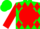 Silk - Green, green 'K' on red disc, red diamonds, red sleeves, red ca