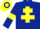 Silk - Dark Blue, Yellow Cross of Lorraine and armlets, hooped cap