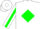 Silk - White, Green Emblem, Green Diamond Stripe on Sleeves