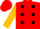 Silk - Red, Black spots on Gold Sleeves, Red