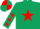Silk - DARK GREEN, red star, red stars on sleeves, quartered cap